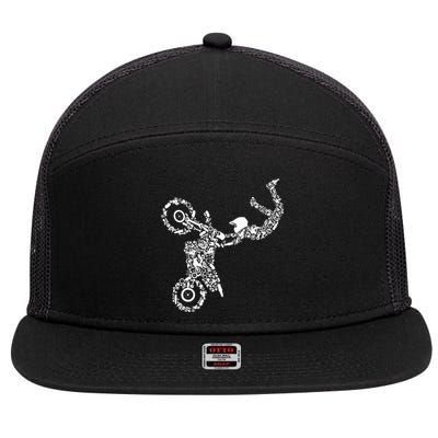 Dirt Bike Rider Motocross Enduro Dirt Biking 7 Panel Mesh Trucker Snapback Hat