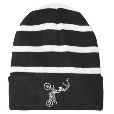 Dirt Bike Rider Motocross Enduro Dirt Biking Striped Beanie with Solid Band