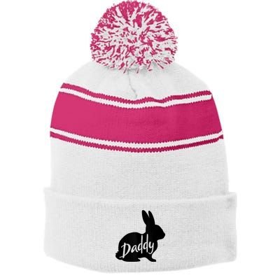 Daddy Bunny Rabbit Father Dad Easter Stripe Pom Pom Beanie