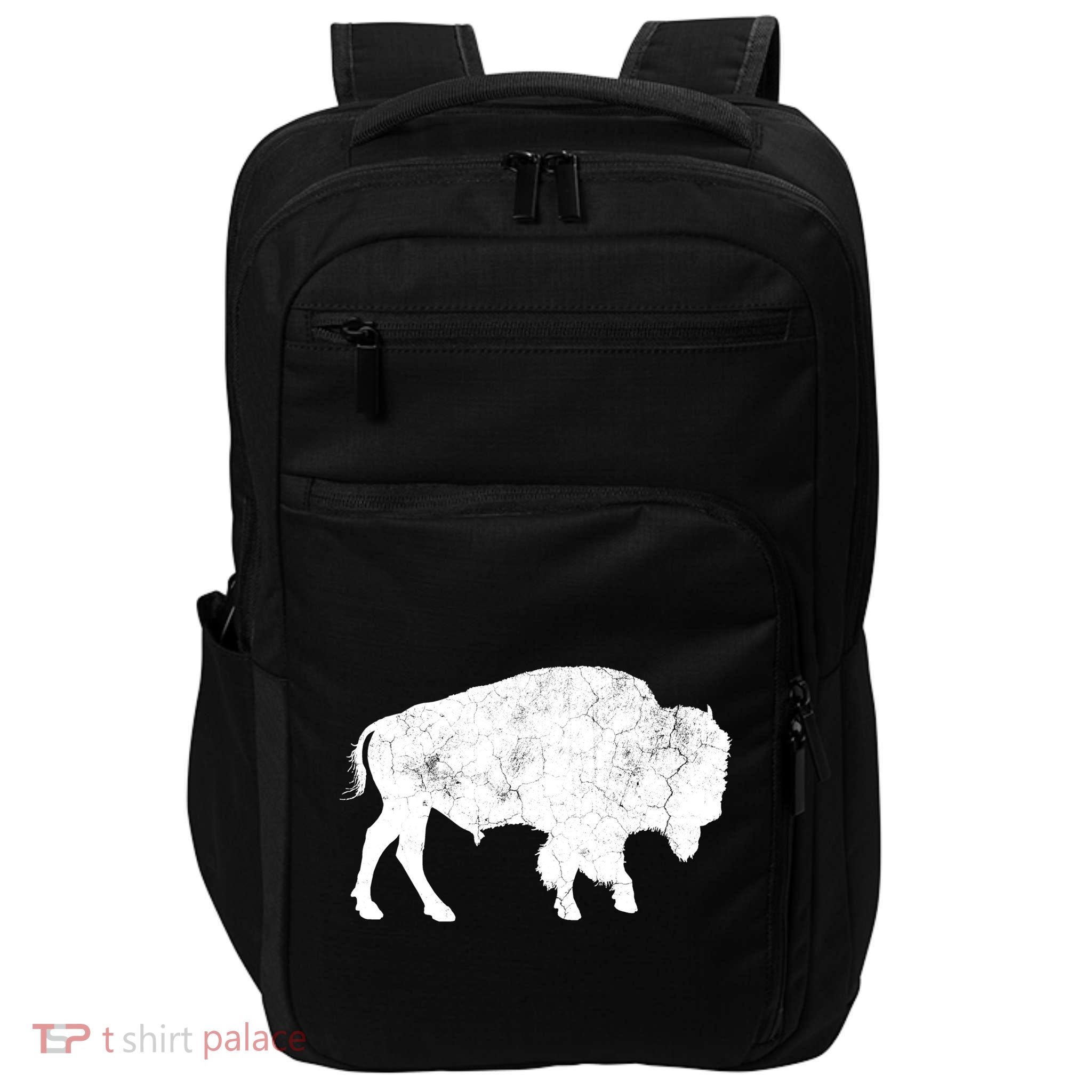Distressed Buffalo Retro Bison Animal Lover Impact Tech Backpack