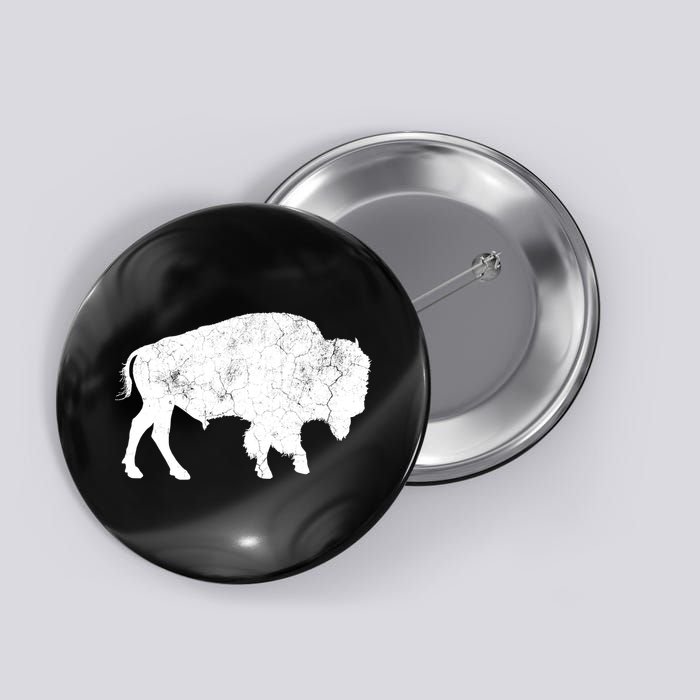 Distressed Buffalo Retro Bison Animal Lover Button