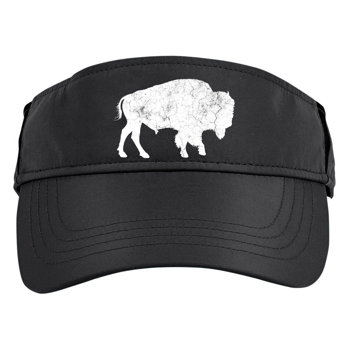 Distressed Buffalo Retro Bison Animal Lover Adult Drive Performance Visor