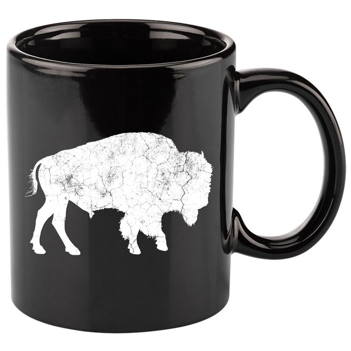 Distressed Buffalo Retro Bison Animal Lover 11oz C Handle Ceramic Mug
