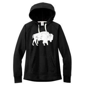 Distressed Buffalo Retro Bison Animal Lover Women's Fleece Hoodie