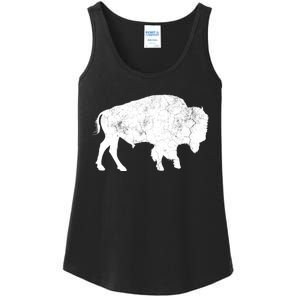 Distressed Buffalo Retro Bison Animal Lover Ladies Essential Tank