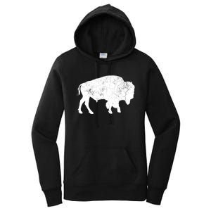 Distressed Buffalo Retro Bison Animal Lover Women's Pullover Hoodie