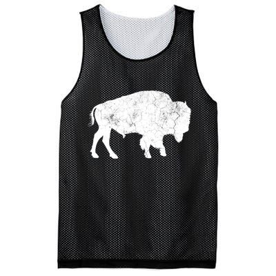 Distressed Buffalo Retro Bison Animal Lover Mesh Reversible Basketball Jersey Tank