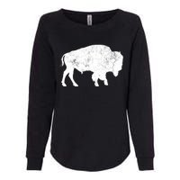 Distressed Buffalo Retro Bison Animal Lover Womens California Wash Sweatshirt