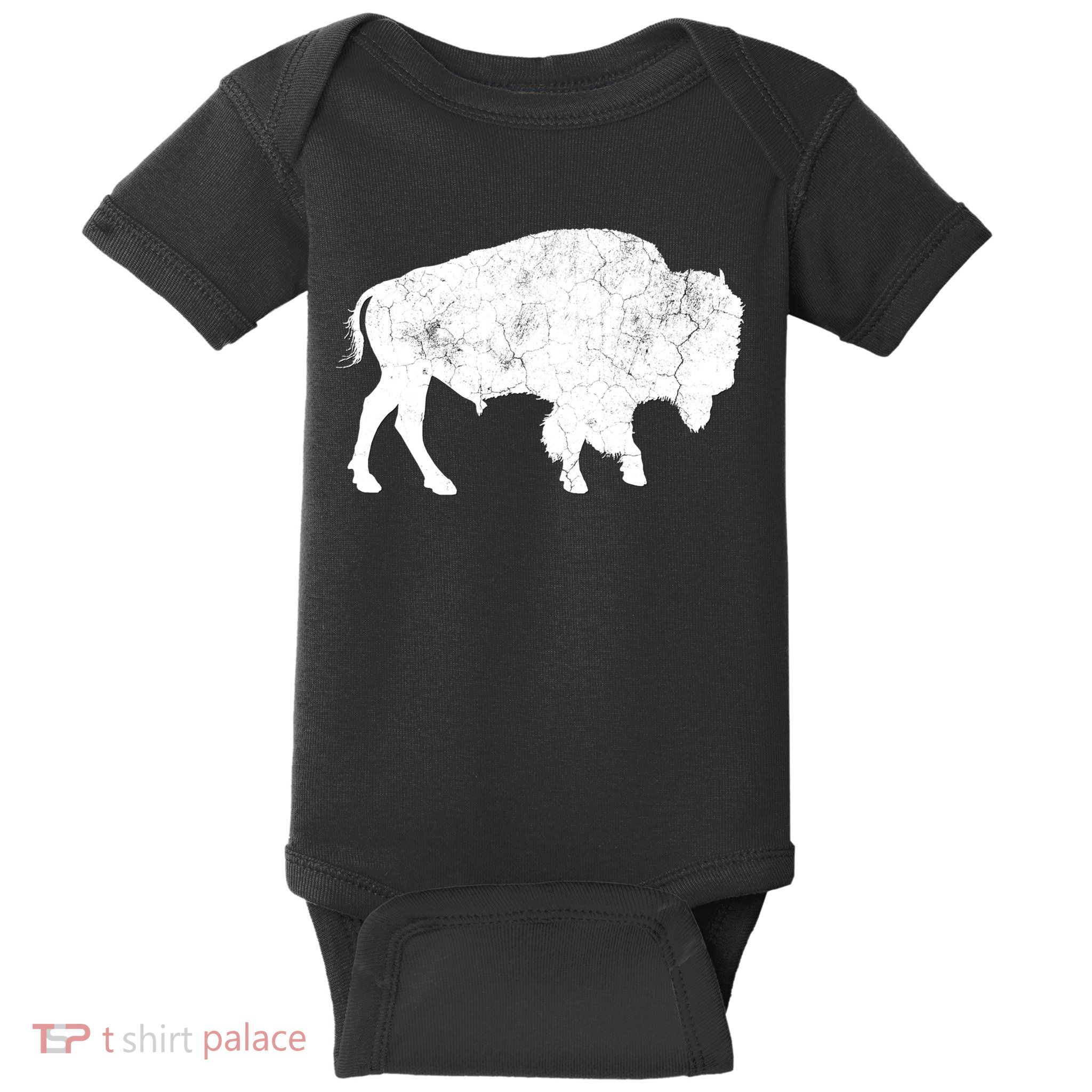 Distressed Buffalo Retro Bison Animal Lover Baby Bodysuit