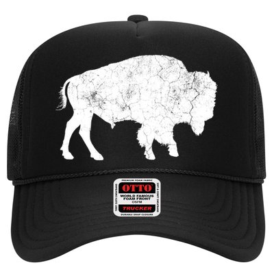 Distressed Buffalo Retro Bison Animal Lover Trucker Hat