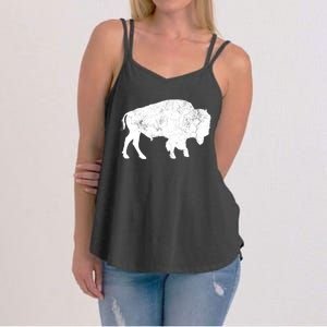 Distressed Buffalo Retro Bison Animal Lover Women's Strappy Tank