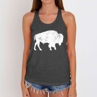 Distressed Buffalo Retro Bison Animal Lover Women's Knotted Racerback Tank