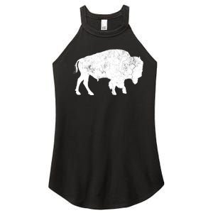 Distressed Buffalo Retro Bison Animal Lover Women's Perfect Tri Rocker Tank