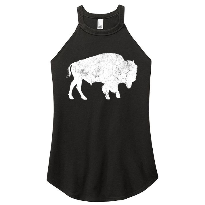 Distressed Buffalo Retro Bison Animal Lover Women's Perfect Tri Rocker Tank