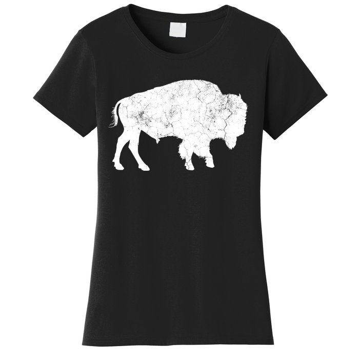 Distressed Buffalo Retro Bison Animal Lover Women's T-Shirt