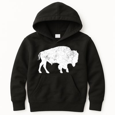 Distressed Buffalo Retro Bison Animal Lover Kids Hoodie