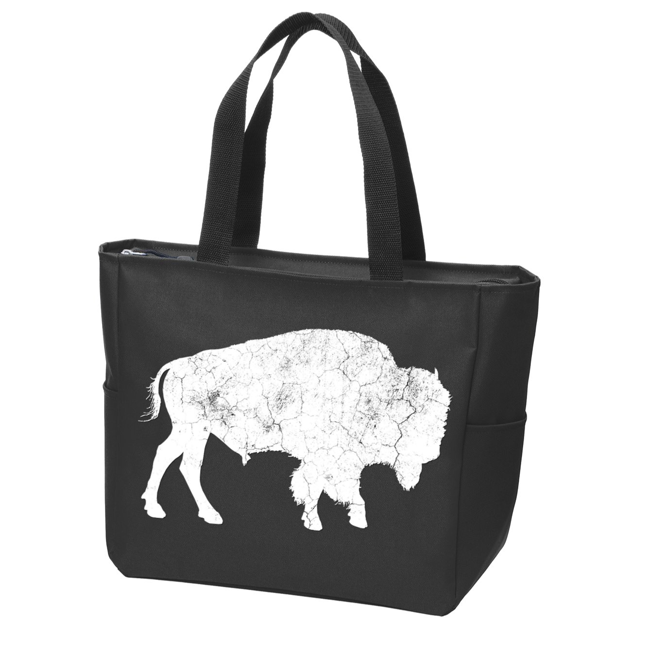 Distressed Buffalo Retro Bison Animal Lover Zip Tote Bag