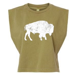 Distressed Buffalo Retro Bison Animal Lover Garment-Dyed Women's Muscle Tee