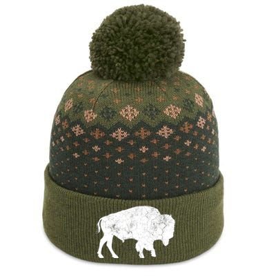 Distressed Buffalo Retro Bison Animal Lover The Baniff Cuffed Pom Beanie