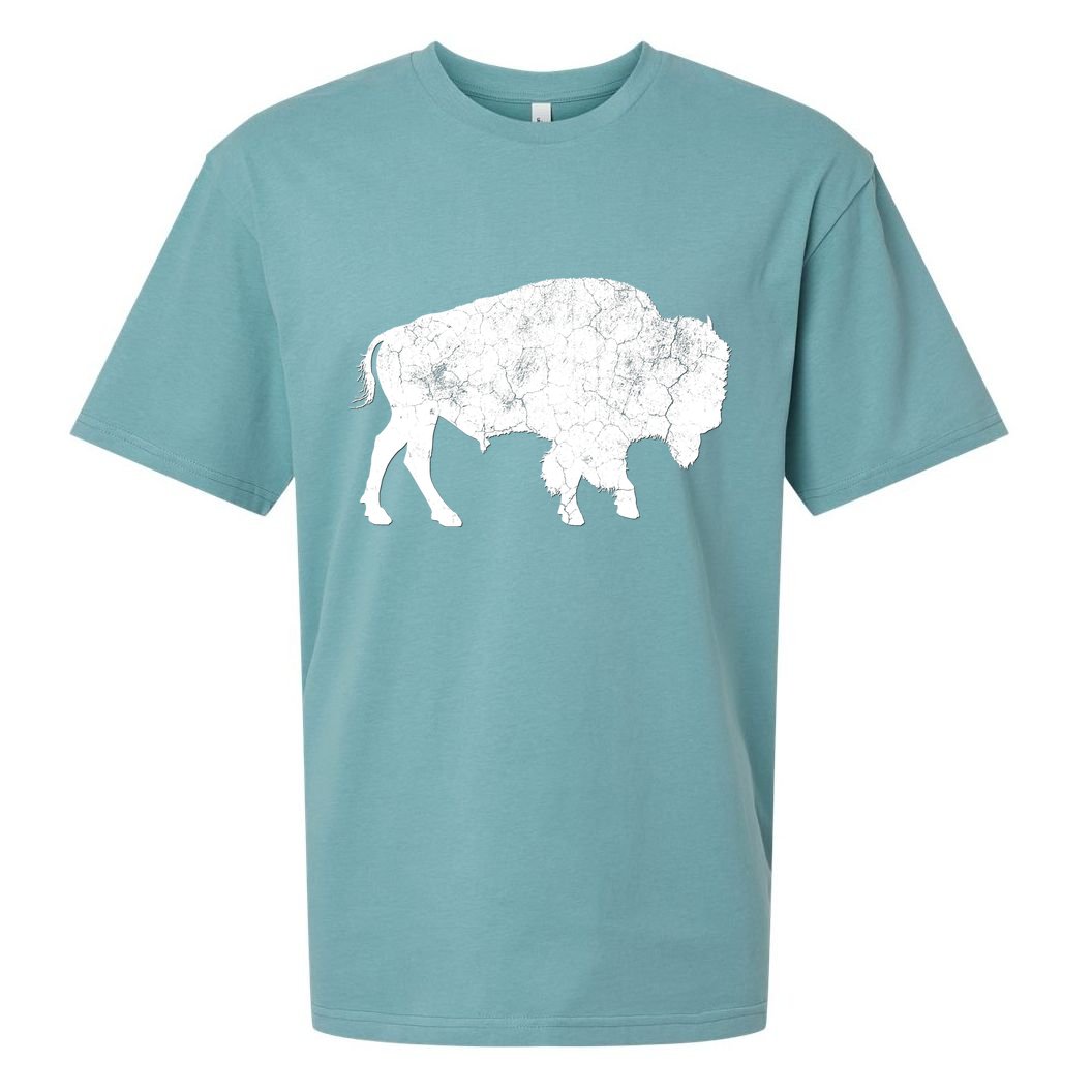 Distressed Buffalo Retro Bison Animal Lover Sueded Cloud Jersey T-Shirt