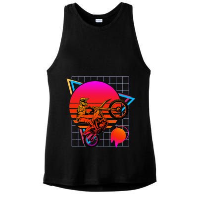 Dirt Bike Retro 80s Style Vintage Motocross Ladies PosiCharge Tri-Blend Wicking Tank