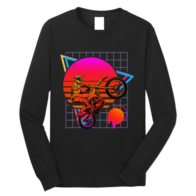 Dirt Bike Retro 80s Style Vintage Motocross Long Sleeve Shirt