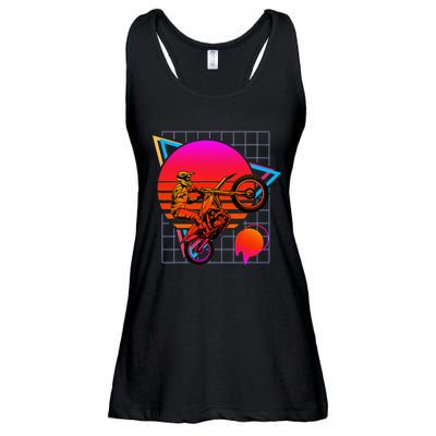 Dirt Bike Retro 80s Style Vintage Motocross Ladies Essential Flowy Tank