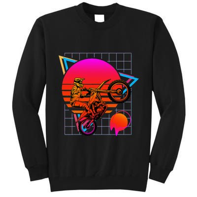 Dirt Bike Retro 80s Style Vintage Motocross Tall Sweatshirt