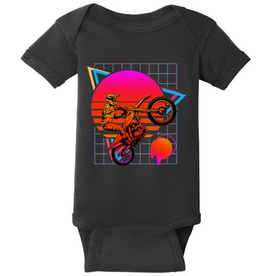 Dirt Bike Retro 80s Style Vintage Motocross Baby Bodysuit