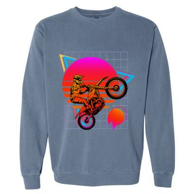 Dirt Bike Retro 80s Style Vintage Motocross Garment-Dyed Sweatshirt