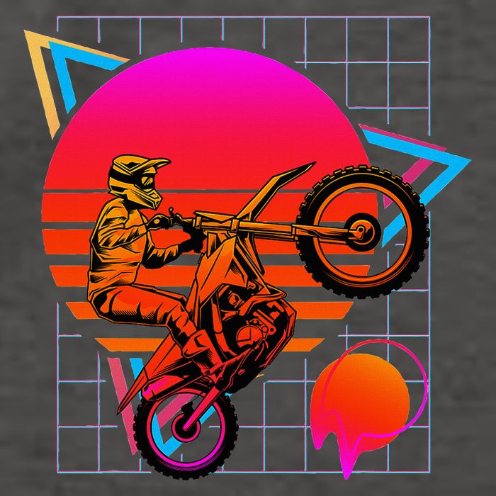 Dirt Bike Retro 80s Style Vintage Motocross Vector Backpack