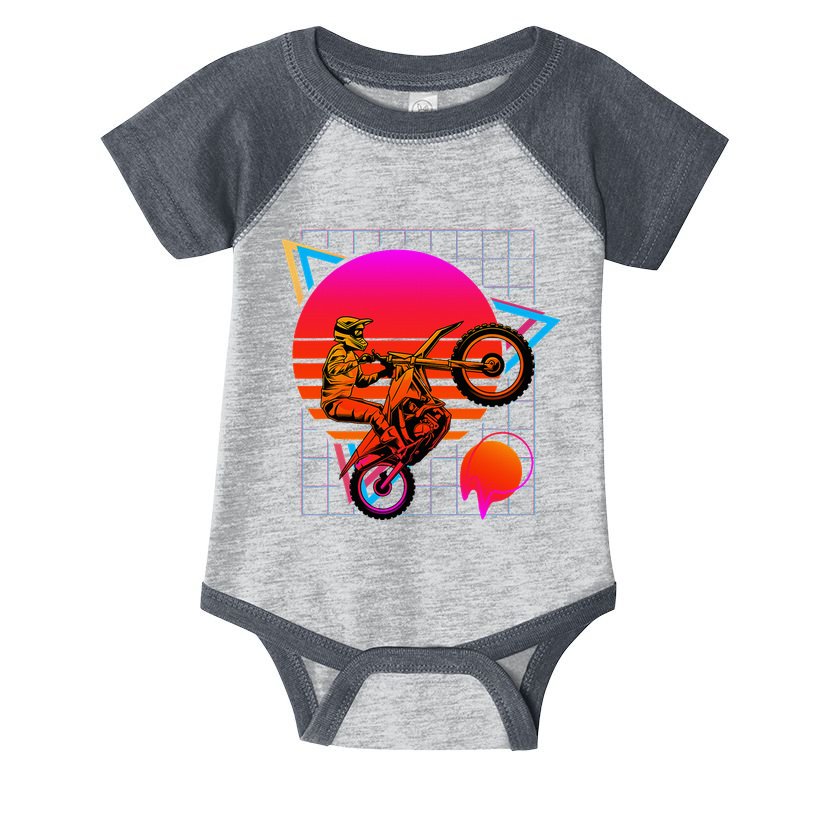 Dirt Bike Retro 80s Style Vintage Motocross Infant Baby Jersey Bodysuit