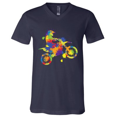 Dirt Bike Rider Motocross Dirt Biking V-Neck T-Shirt