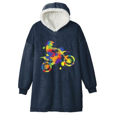 Dirt Bike Rider Motocross Dirt Biking Hooded Wearable Blanket