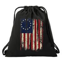 Distressed Betsy Ross American Flag 13 Star Colonies Patriot Drawstring Bag