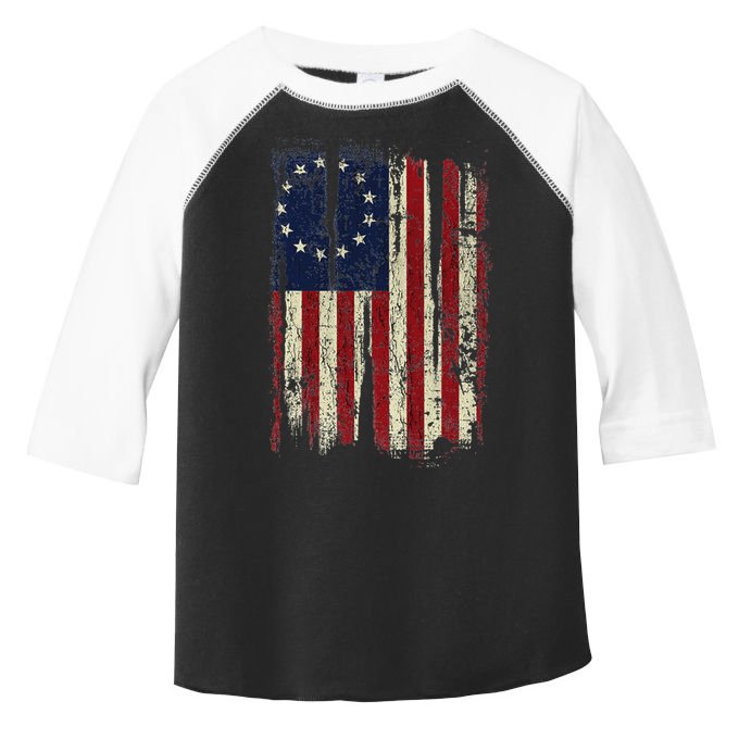 Distressed Betsy Ross American Flag 13 Star Colonies Patriot Toddler Fine Jersey T-Shirt
