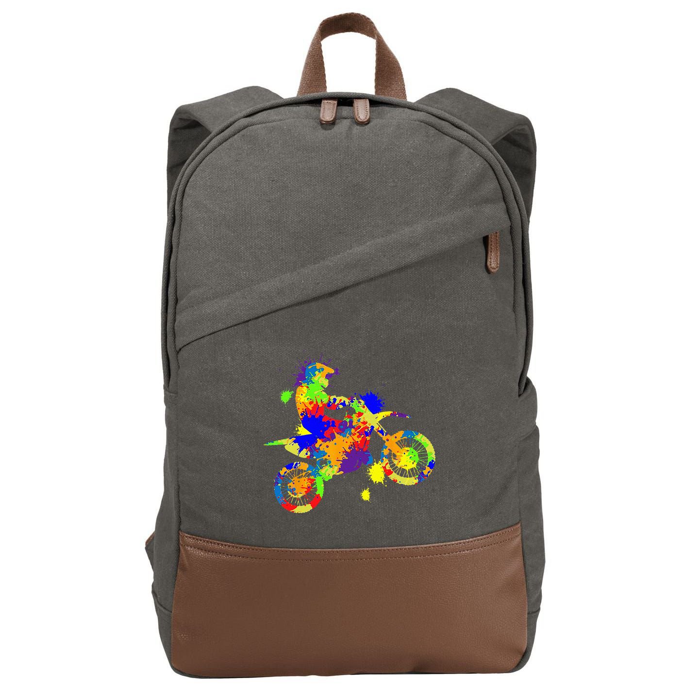 Dirt Bike Rider Motocross Enduro Dirt Biking Cotton Canvas Backpack