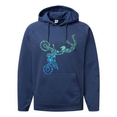 Dirt Bike Rider Motocross Dirt Biking Performance Fleece Hoodie