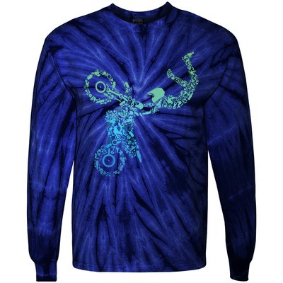 Dirt Bike Rider Motocross Dirt Biking Tie-Dye Long Sleeve Shirt