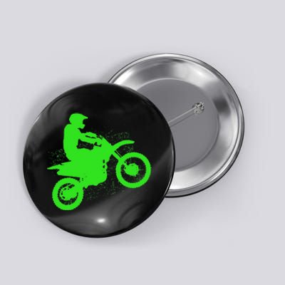 Dirt Bike Rider Tire Tracks Neon Green Button