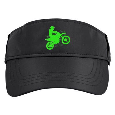 Dirt Bike Rider Tire Tracks Neon Green Adult Drive Performance Visor