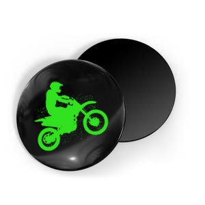 Dirt Bike Rider Tire Tracks Neon Green Magnet