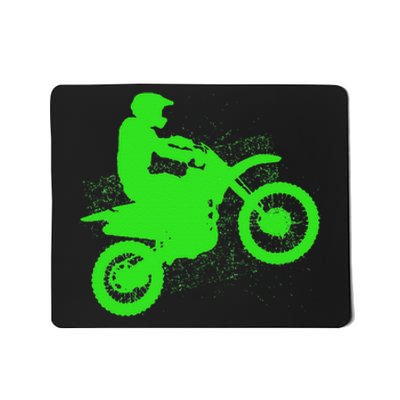 Dirt Bike Rider Tire Tracks Neon Green Mousepad