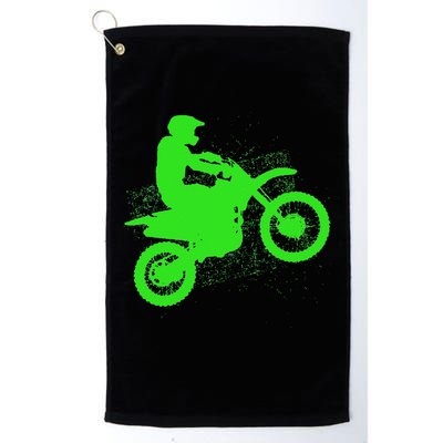 Dirt Bike Rider Tire Tracks Neon Green Golf Towel