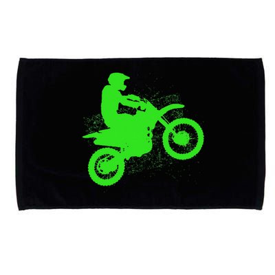 Dirt Bike Rider Tire Tracks Neon Green Microfiber Hand Towel