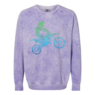 Dirt Bike Rider Motocross Dirt Biking Gift Colorblast Crewneck Sweatshirt