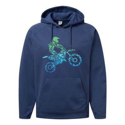 Dirt Bike Rider Motocross Dirt Biking Gift Performance Fleece Hoodie