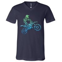 Dirt Bike Rider Motocross Dirt Biking Gift V-Neck T-Shirt