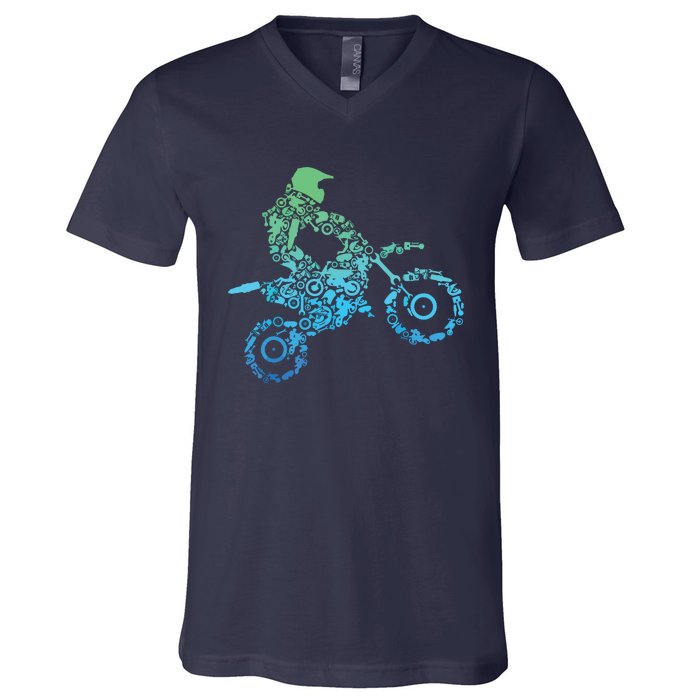 Dirt Bike Rider Motocross Dirt Biking Gift V-Neck T-Shirt