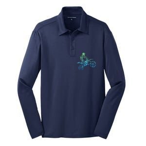 Dirt Bike Rider Motocross Dirt Biking Gift Silk Touch Performance Long Sleeve Polo